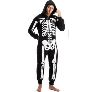 Spooktacular Creations Skeleton One Piece Costume Black White Fleece Large